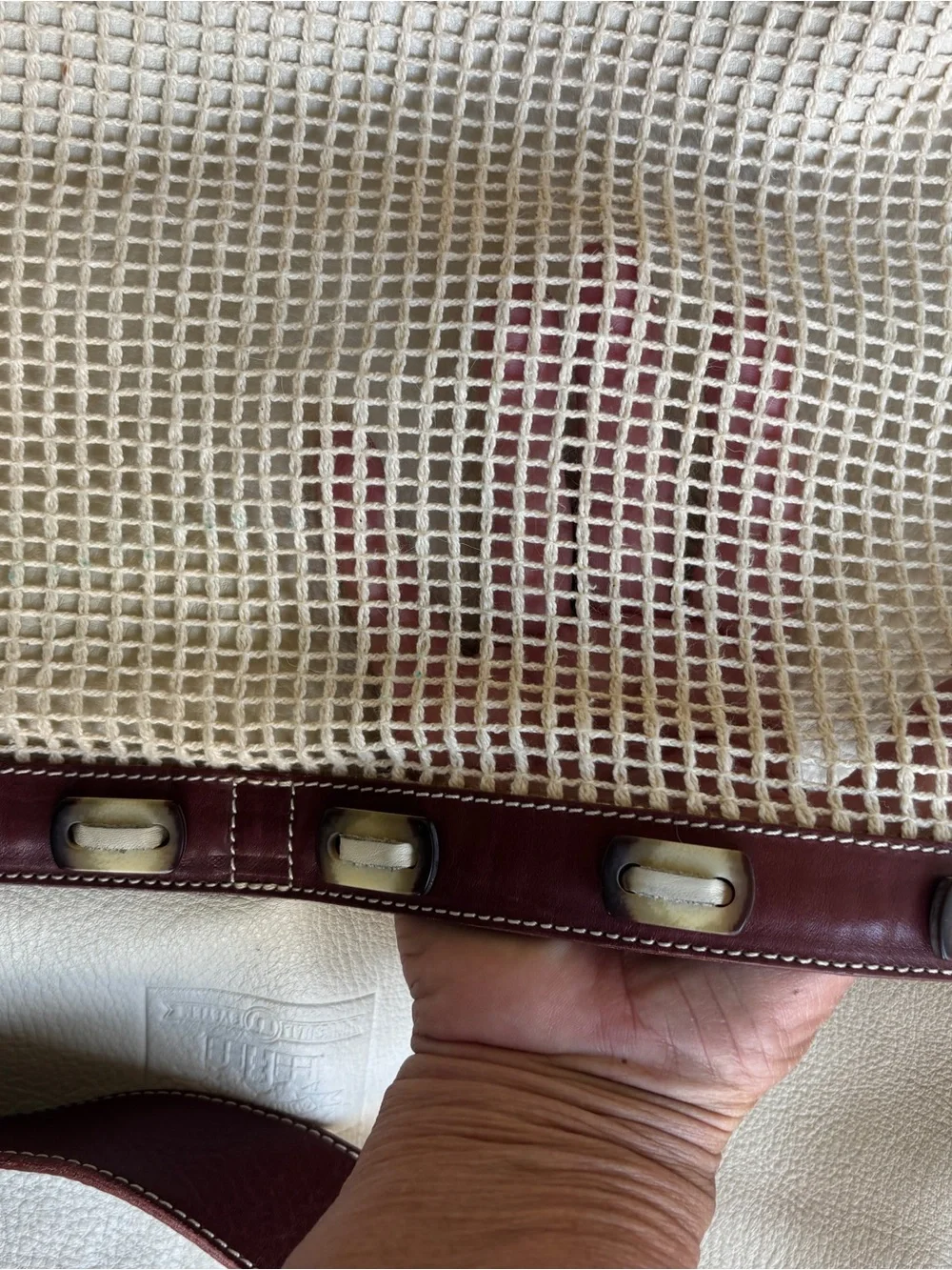 Duecci Pelletterie Swiss Brand Cream & Saddle Leather Large Tote Crossbody Italy